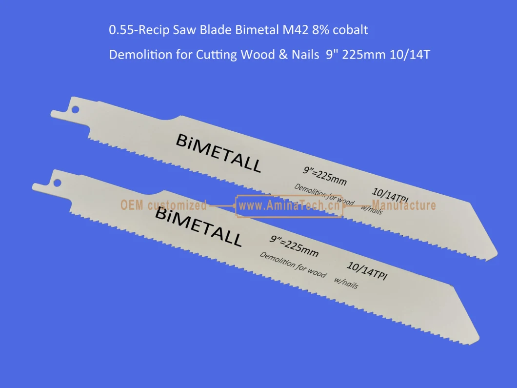 Reciprocating,Recip Saw Blade Bimetal M42 8% cobalt Demolition for Cutting Wood & Nails 9