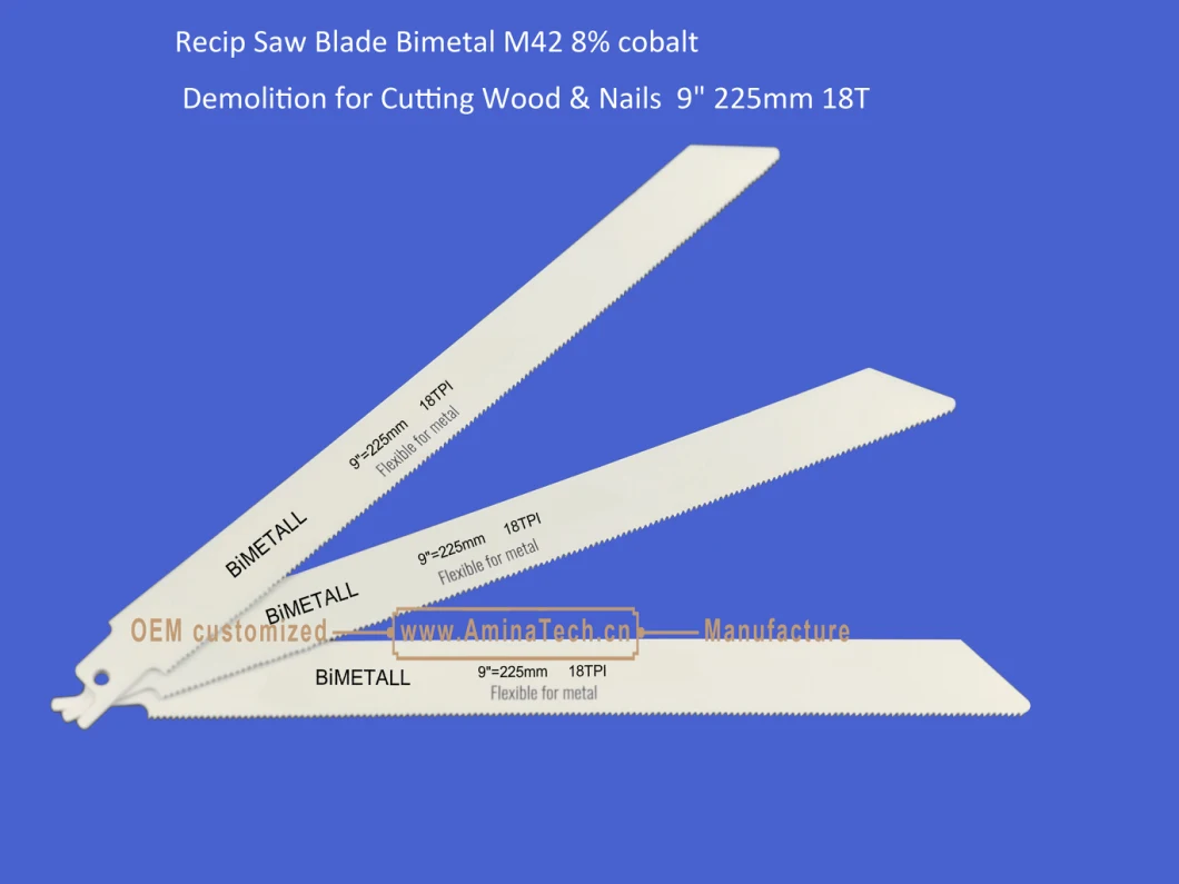 Recip Saw Blade Bimetal M42 8% cobalt Demolition for Cutting Wood & Nails 9