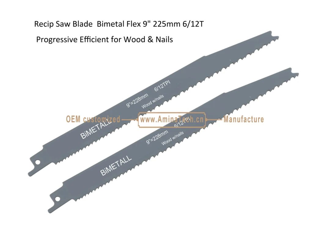 Recip Saw Blade Bimetal M42 8% cobalt Demolition for Cutting Wood & Nails Size:9