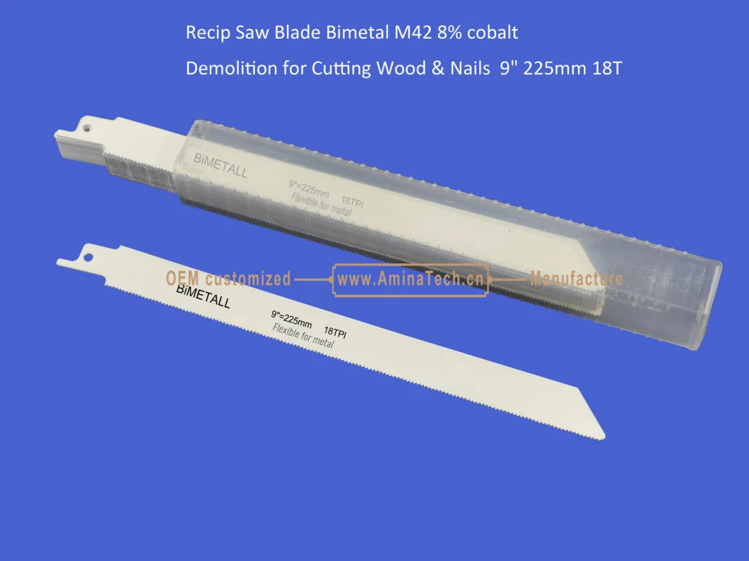 Recip Saw Blade Bimetal M42 8% cobalt Demolition for Cutting Wood & Nails 9