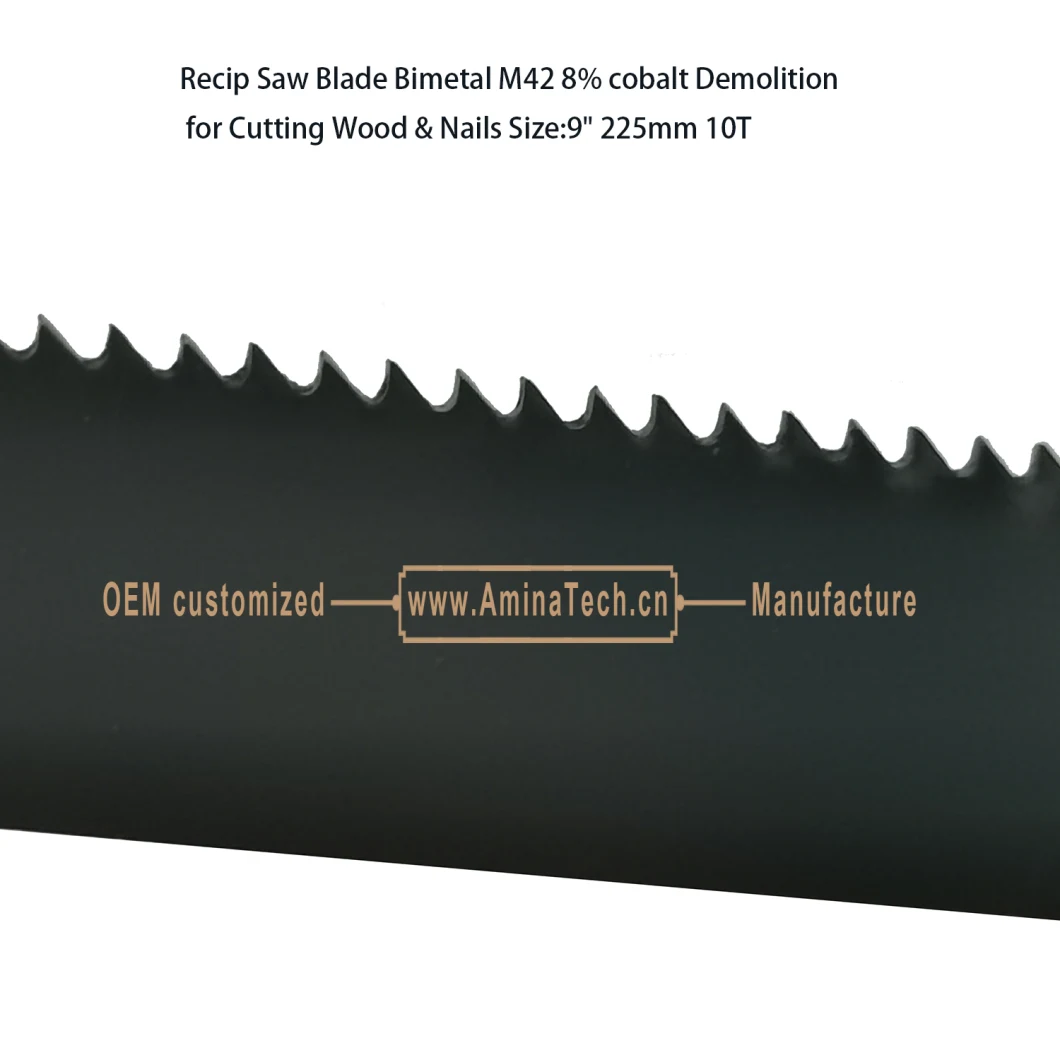 Recip Saw Blade Bimetal M42 8% cobalt Demolition for Cutting Wood & Nails Size:9